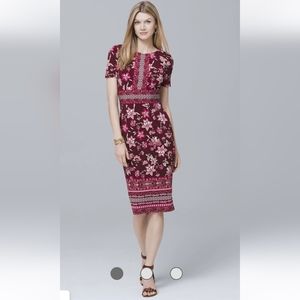 NWT White House Black Market Short-Sleeve Floral Knit Sheath Dress Sz. 2